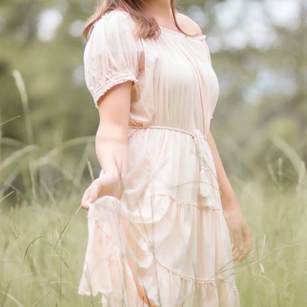 Free People Pink Ruffle Maxi Dress